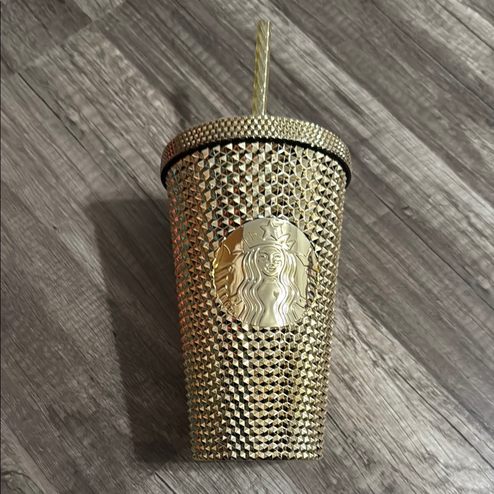 Starbucks Grande Gold Studded Tumbler with Straw